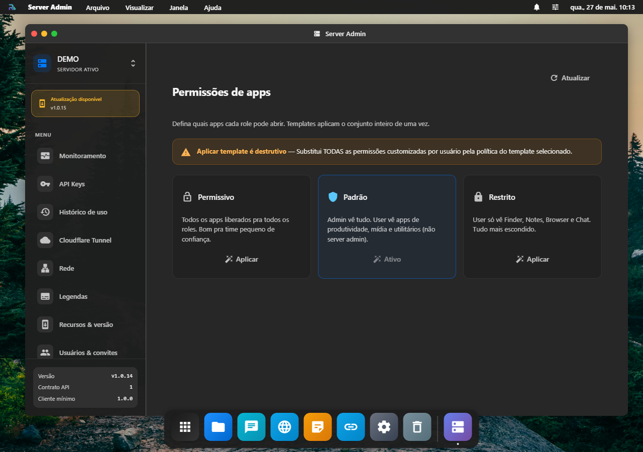 Templates Permissivo / Padrão / Restrito