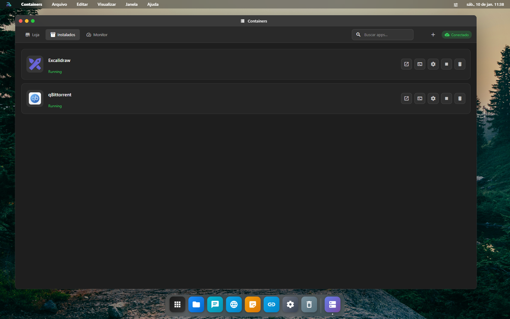 Lista de containers instalados
